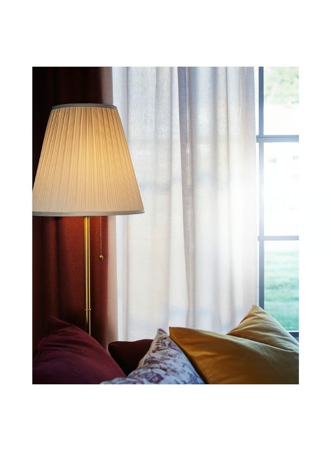 أل أيه بريشوس مصباح أرضي، مطلي بالنيكل/أبيض - مصباح أرضي كلاسيكي من القماش مع مفتاح سحب - Image 3